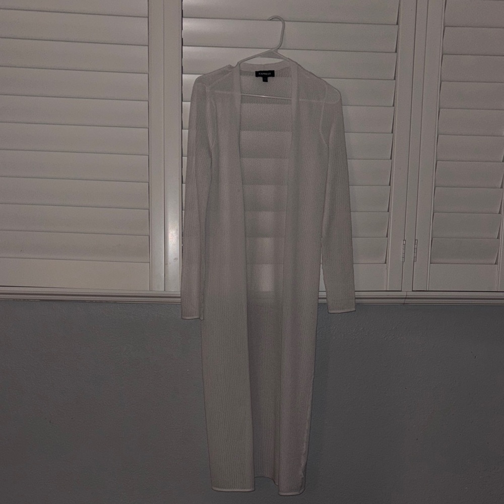 Express White Long Cardigan Sweater